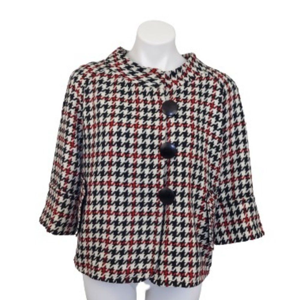 Cato Retro Houndstooth Jacket Black White Red Women’s L